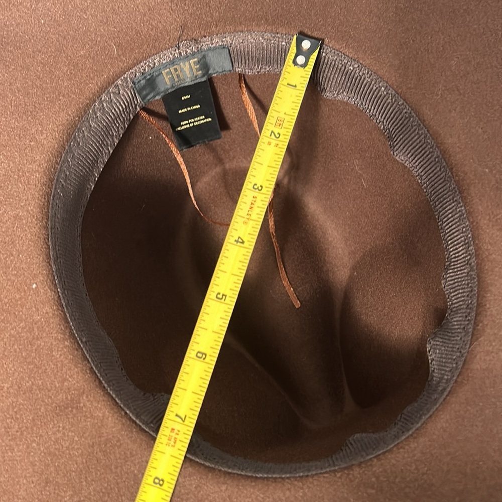 Frye Mens Brown with Tan Trim Fedora / Cowboy Hat - Picture 10 of 14